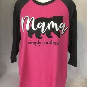 Simply Southern Raglan Sleeve Mama Bear NWT Small Pink and Black in Ladies Small